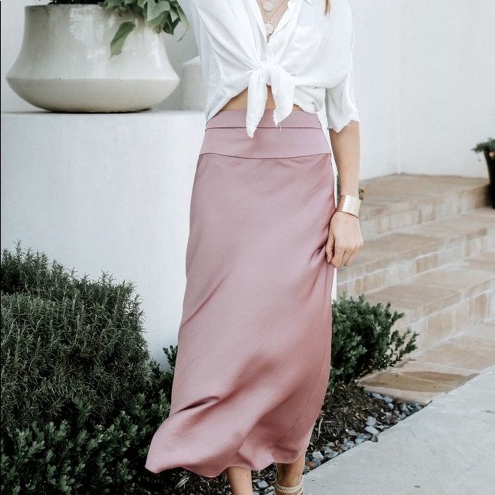 Free People Silk Midi Skirt